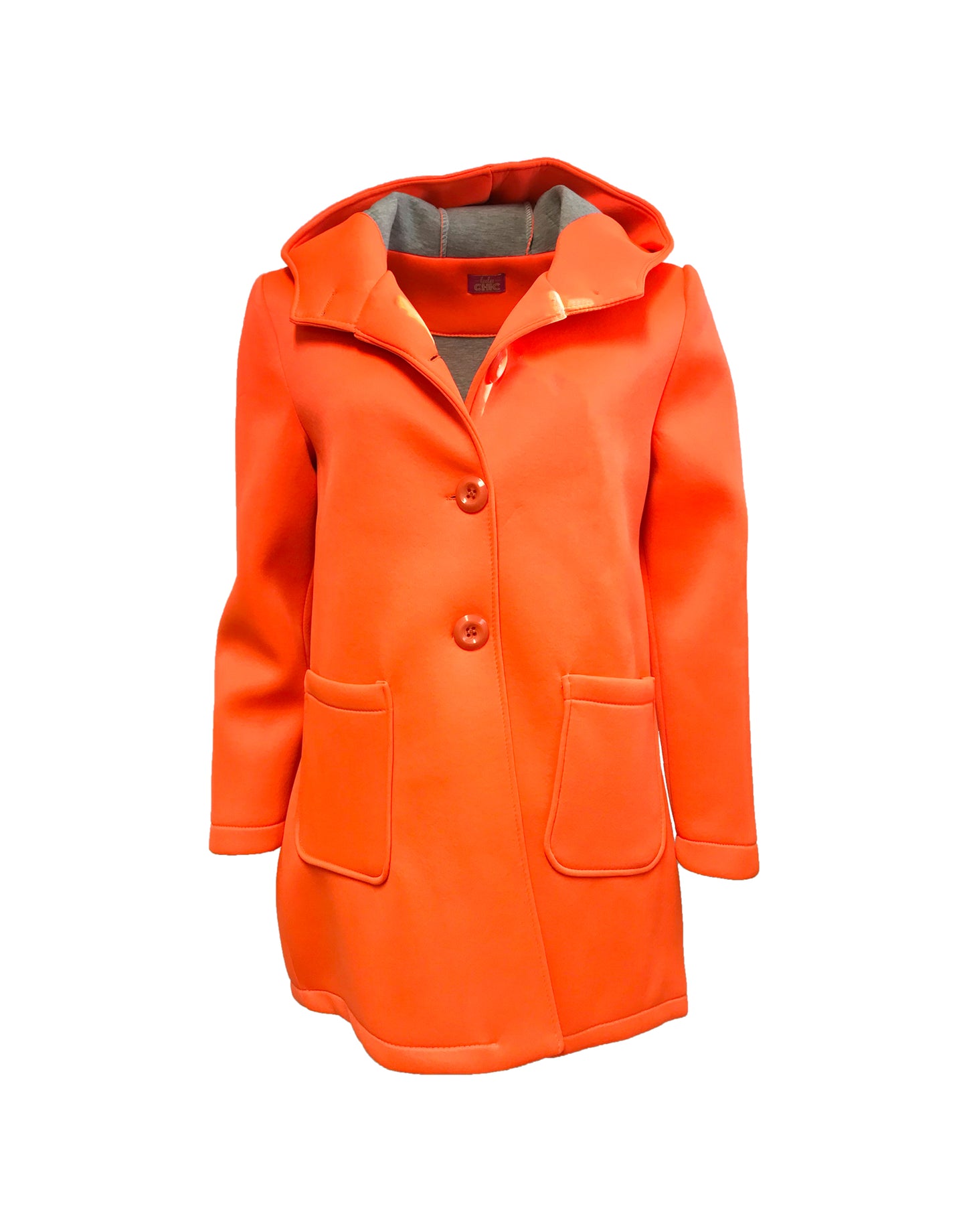 Neo fluo orange hooded coat