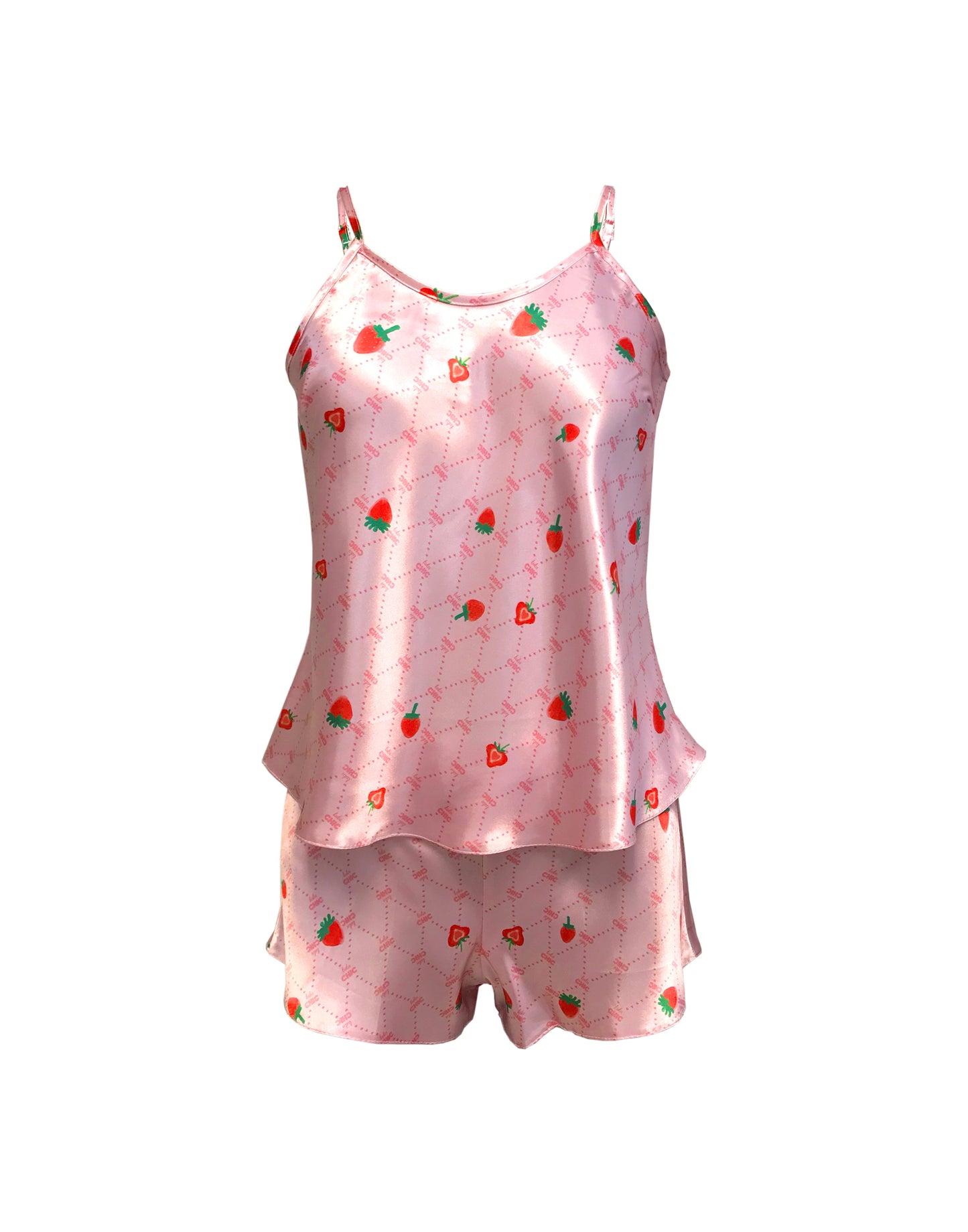 Strawberry Satin cami and shorts set - L -