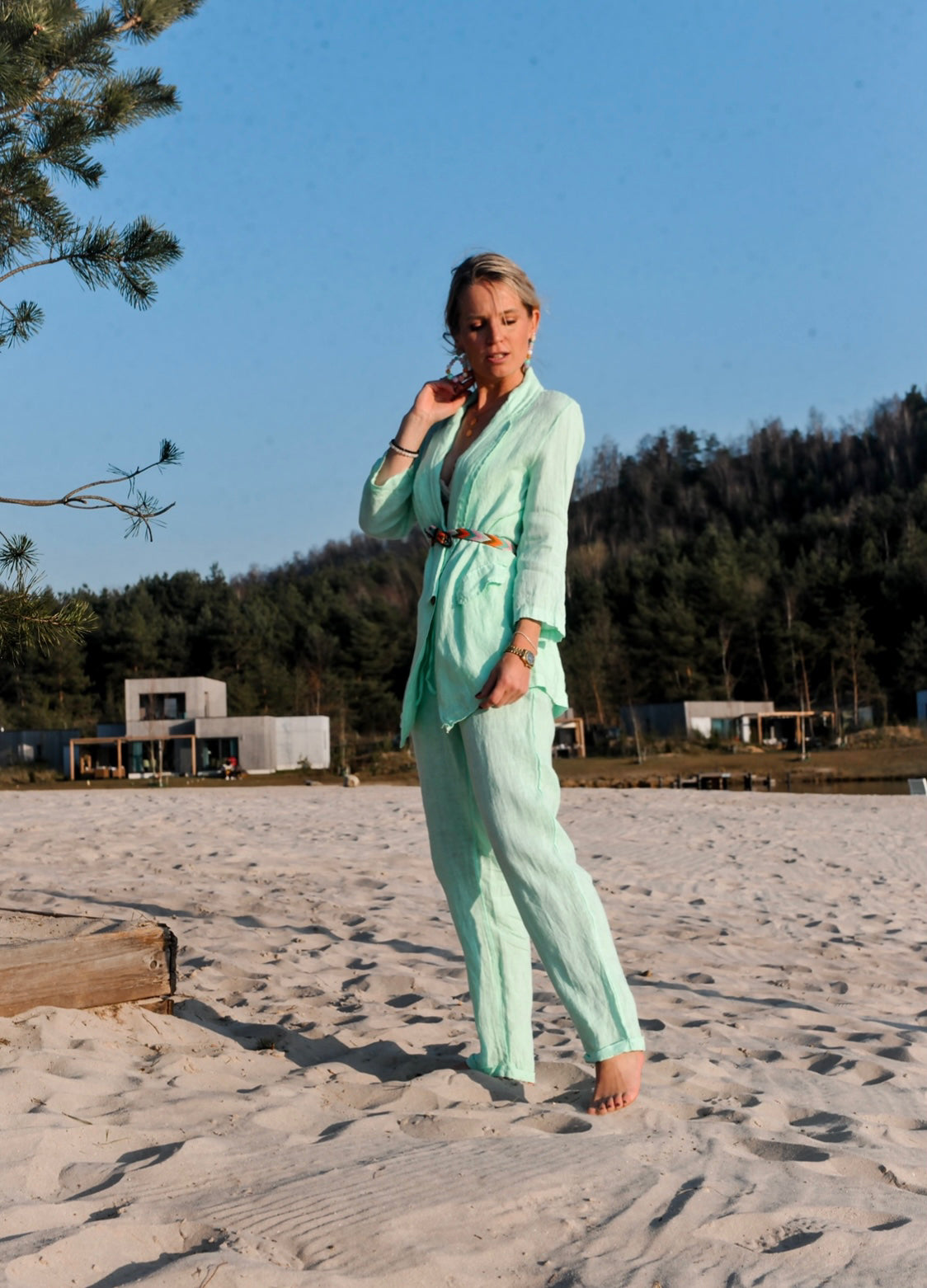 LAST PIECE - Selina aqua linen jacket