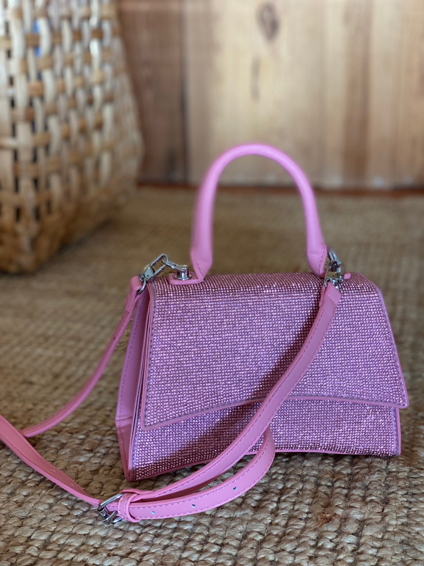 Rune Light Pink Rhinestone Bag