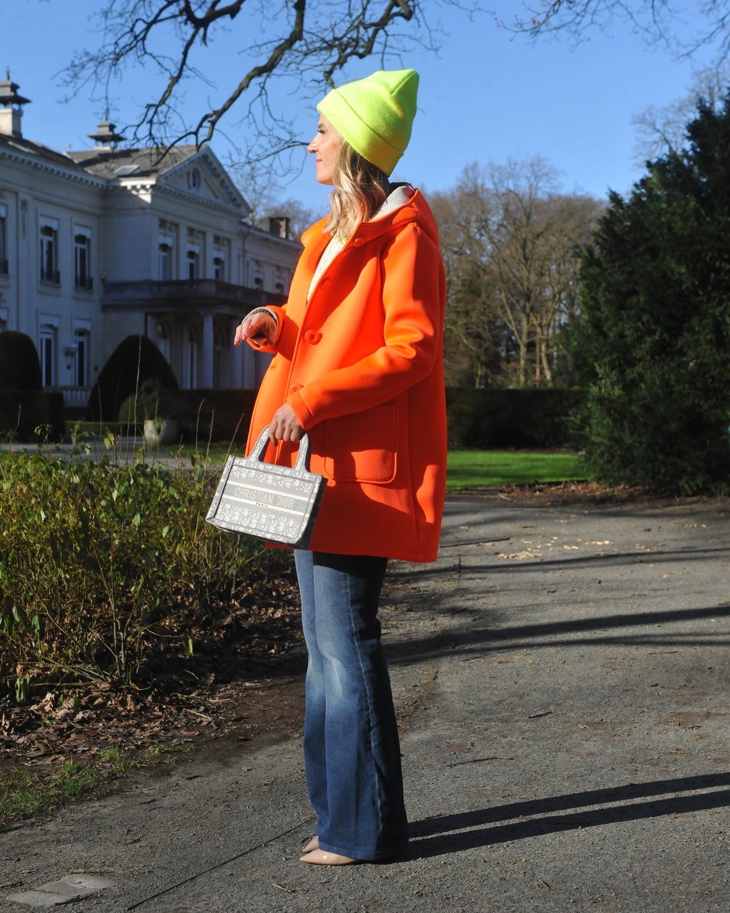 LAST PIECE - Neo fluo orange hooded coat