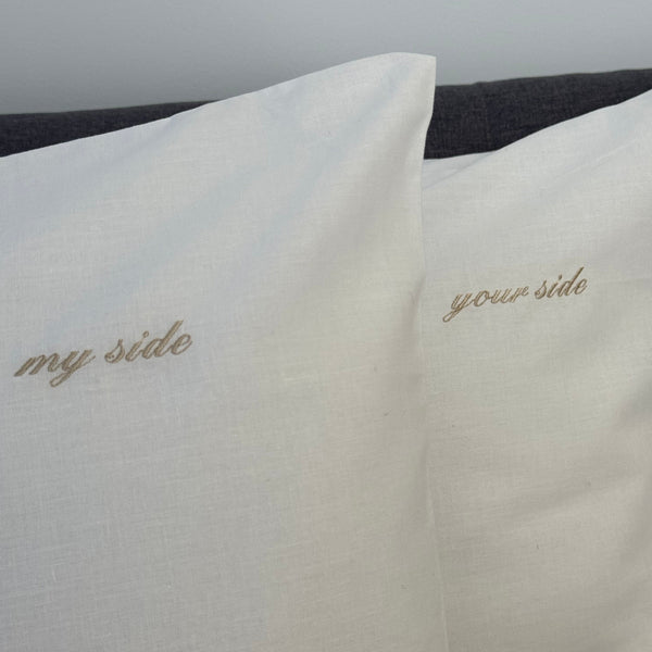 PRE-ORDER Cotton Pillowcase with personalised embroidery set of 2