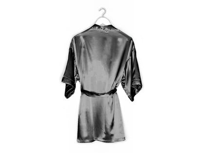 Satin bathrobe - Black