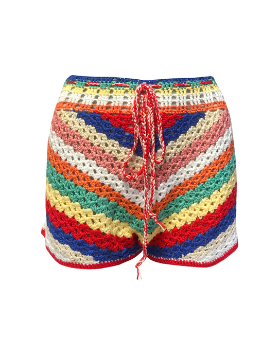 Striped Crochet Shorts