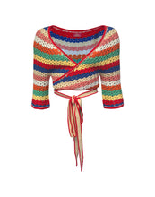 Striped Crochet Wrap Top