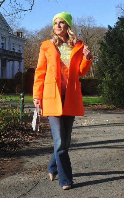 Neo fluo orange hooded coat